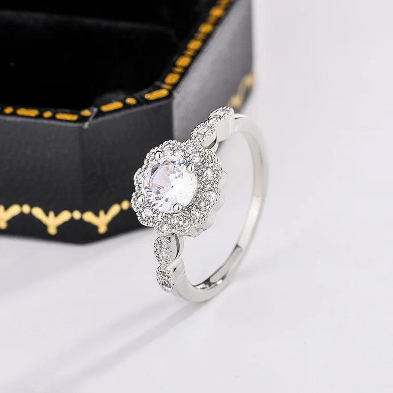 Platinum Plated Shine 3A Crystal-look Rings