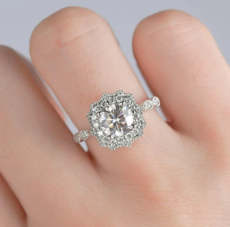 Platinum Plated Shine 3A Crystal-look Rings