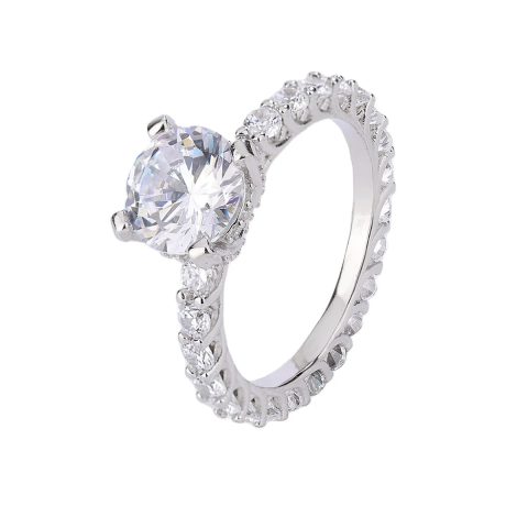 Silver-tone Crystal-look Wedding Engagement Rings for Woman