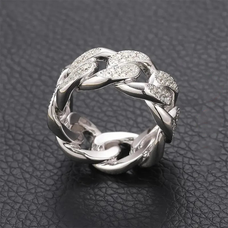 Silver-tone Crystal-look Band Rings Full Paved Dazzling