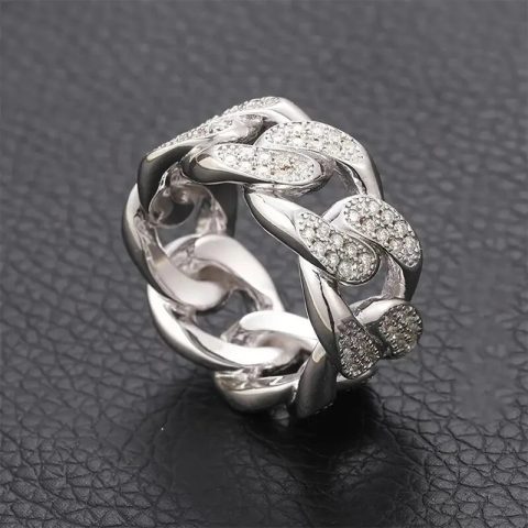 Silver-tone Crystal-look Band Rings Full Paved Dazzling