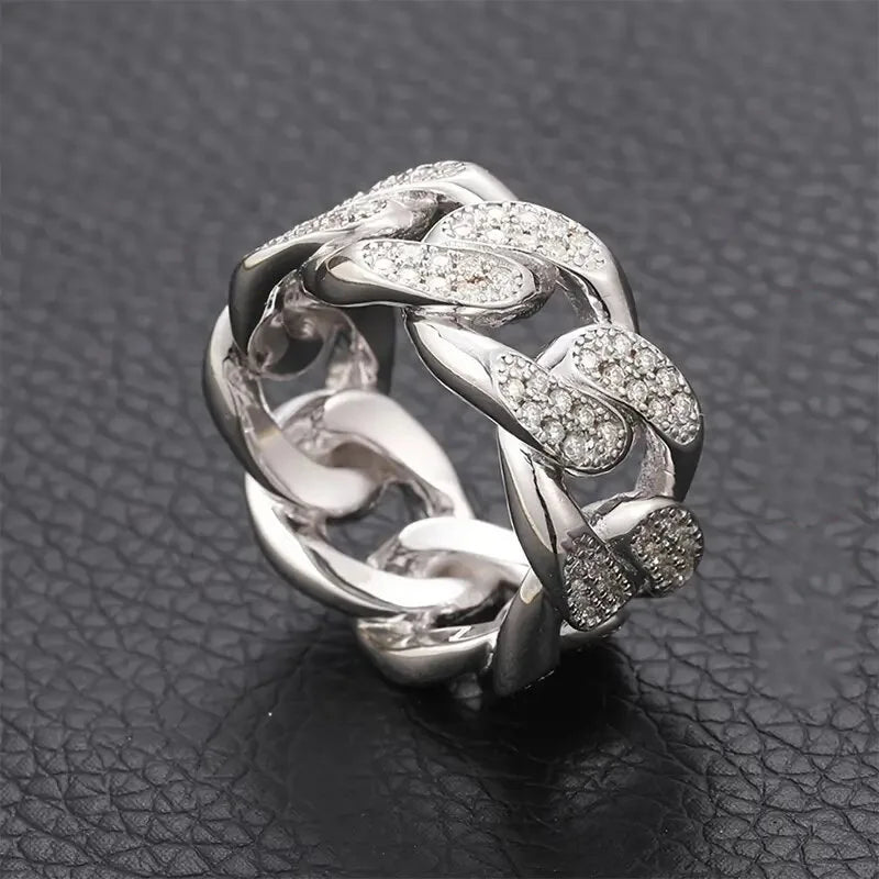 Silver-tone Crystal-look Band Rings Full Paved Dazzling
