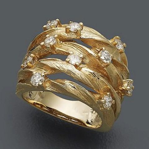 Winding Vine Ring Women’s Gold-tone Stone-look Starry Crystal-look