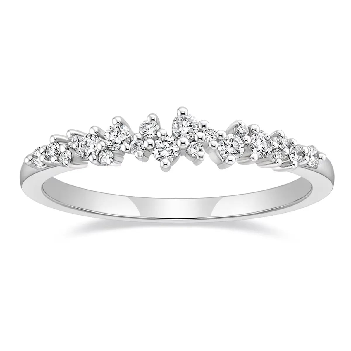 Crystal-look Silver-tone Copper Rings for Women Engagement