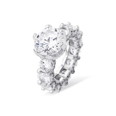 Elegant Crystal-look Ladies Ring with Silver-tone Plated – Versatile Hip Hop Bling Ring