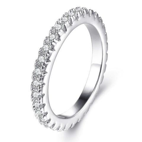 Silver-tone Crystal-look Jewelry Simple Ring Silver-tone Silver Women Wedding Crystal-look Ring for Women