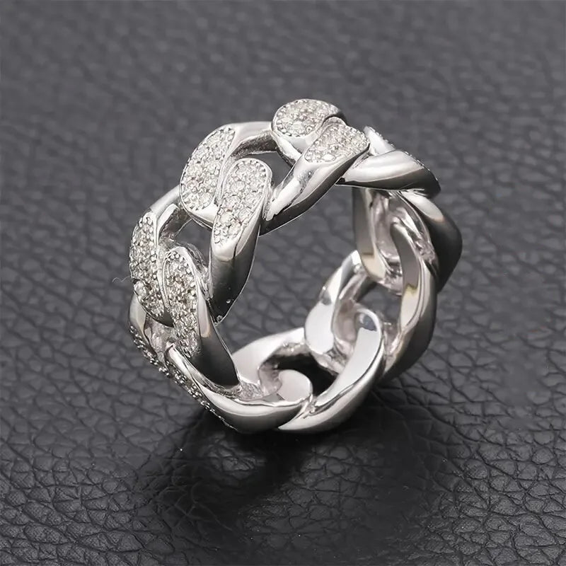 Silver-tone Crystal-look Band Rings Full Paved Dazzling
