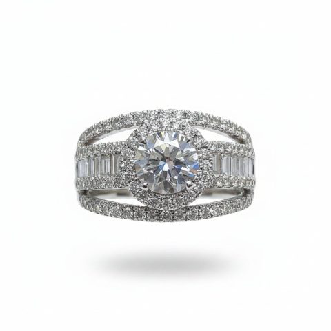Rhodium Plated Round Crystal-look Wedding Rings for Women