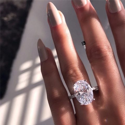 Geometric Shape 3A Crystal-look Wedding Rings Platinum Plated