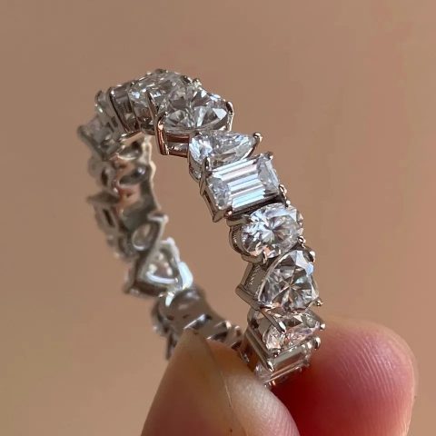 Silver-tone Multi Shaped Design Sparkling Crystal Crystal-look Bridal Engagement Wedding Rings