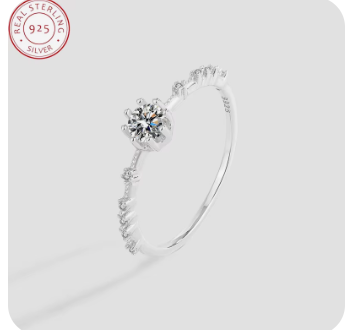 Silver-tone Clear Crystal-look Ring for Women