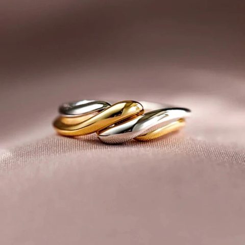 Classic Style Twist Design Silver/Gold-tone Rings