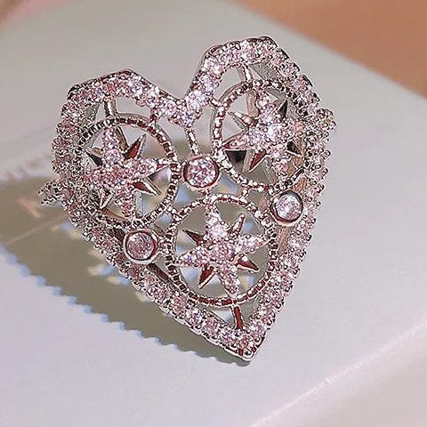 Cute Heart Shape Small 3A Crystal-look Platinum Plating Women’s Ring