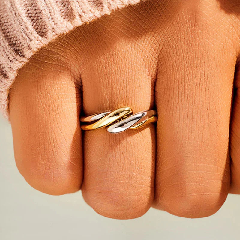 Classic Style Twist Design Silver/Gold-tone Rings