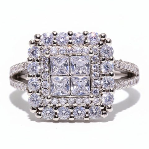 High Quality Platinum Plated 3A Crystal-look Ring