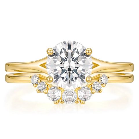 Gold-tone Crystal-look Wedding Band for Women