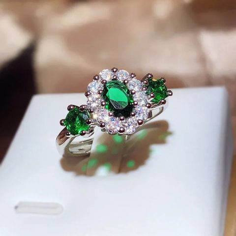 Find this Ring – Fashion Jewelry KYRA01823 Elegant Beautiful Oval Shape Green Crystal-look Rings for Women
